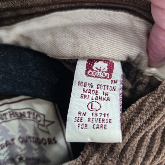 Vintage Best Authentic The Great Outdoors Brown 100% Cotton Corduroy Large - Picture 11 of 12